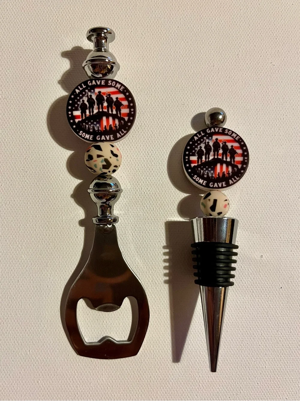 Patriotic 'All Gave Some, Some Gave All' Bottle Opener & Wine Stopper Set